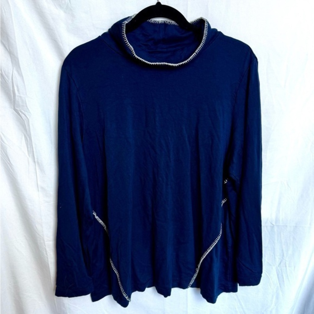J Jill Pure Jill Tranquility Cowl Neck Fleece Whipstitched Top Size XL